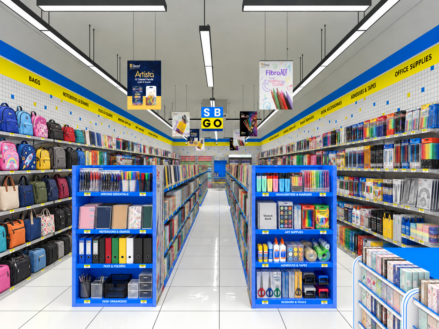 Inside an SB GO stationery store — school stationery, art supplies, gifts and party essentials